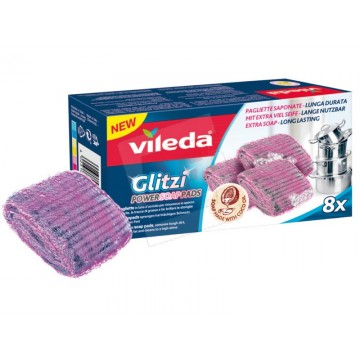 Vileda Glitzi Pagliette Saponate, Lana d'Acciaio, Viola/Argento