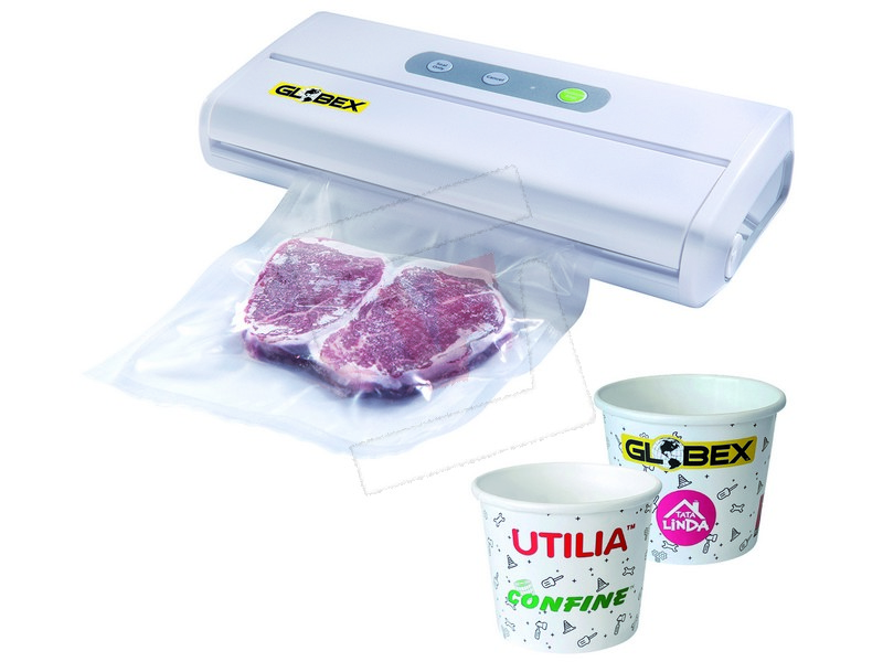 Globex MACCHINA SOTTOVUOTO AURORA 175 W + BICCHIERE BIODEGRADABILE FRATELLI  VITALE 50PZ (omaggio)